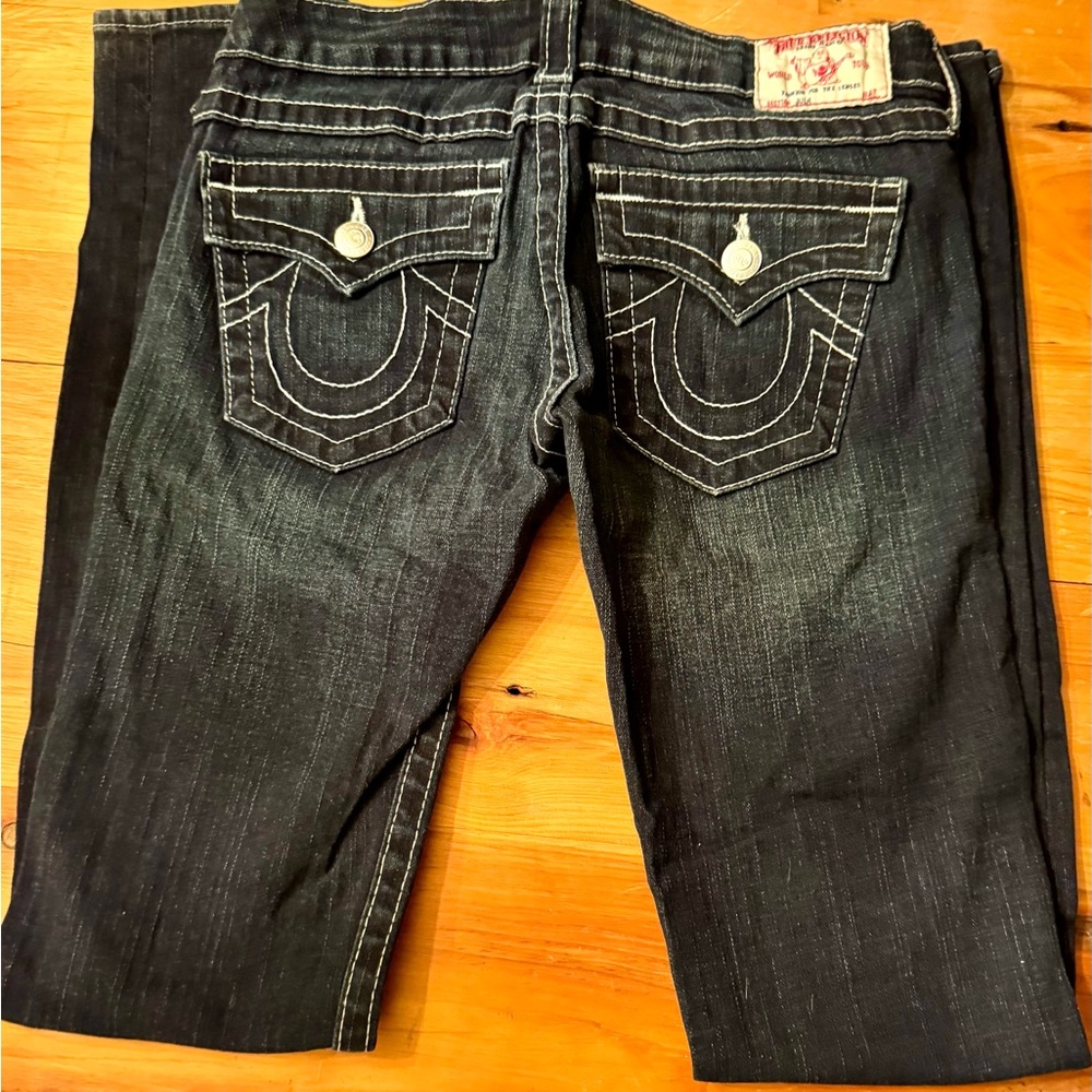 True Religion Flap Pocket Skinny Jeans 28 Made in USA Dark Wash